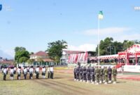 HUT RI - Sejumlah pasukan mengikuti geladi bersih upacara HUT ke-81 Kemerdekaan RI di Lapangan Ngaralamo, Kota Ternate, Sabtu (15/8/2026). (Dok: Humas Pemkot Ternate)