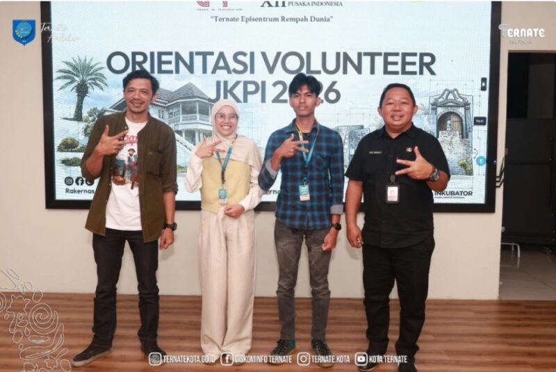 EVENT NASIONAL - Sejumlah relawan mengikuti Orientasi Volunteer JKPI 2026 sebagai bagian dari persiapan menyambut pelaksanaan Rakernas XII JKPI di Kota Ternate, Jumat (14/8/2026). (Dok: Humas Pemkot Ternate).